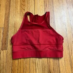 ZYIA Active All Star Sports Bra Medium Mesh One More Rep Zip Back Fadded Red
